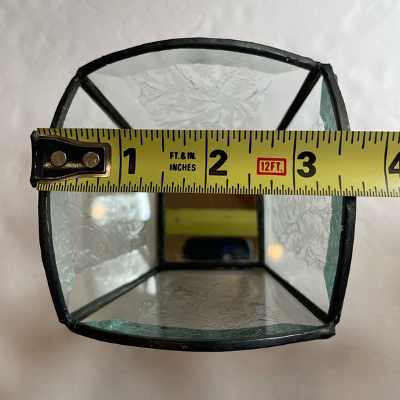 ARTISAN Hand Made Candle Holder Beveled Frosted Etched Glass Mirror Bottom - Picture 12 of 12